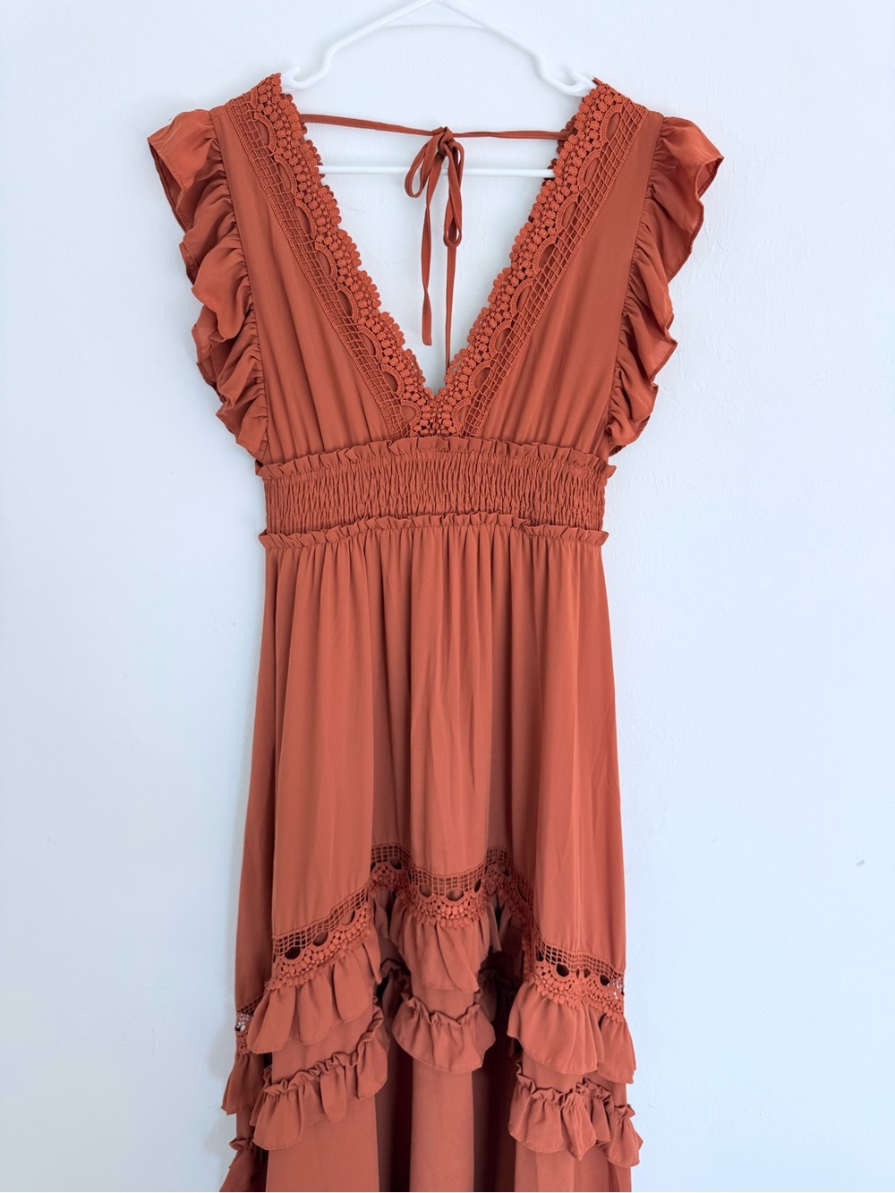 Baltic Born Maternity Rust Ruffled V-Neck Maxi Dress - Picture 3 of 6